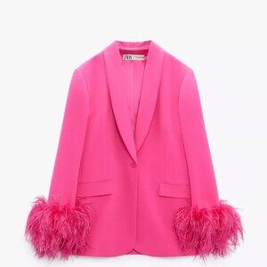 Zara Pink Blazer Feather Cuff (XS)